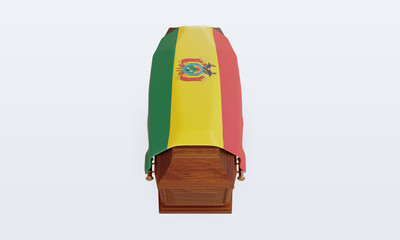 3d coffin Bolivia flag rendering front view
