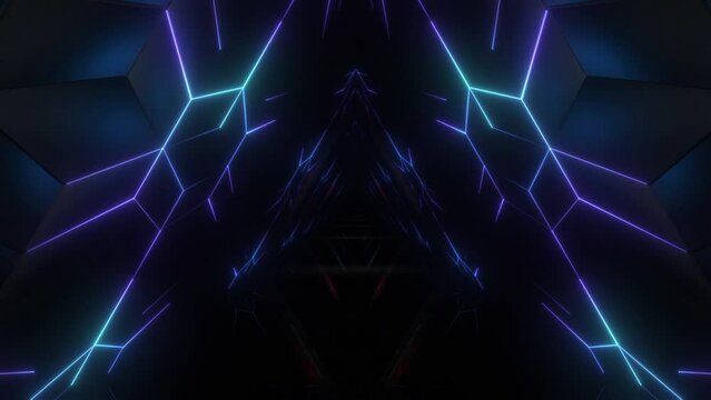 4K Colored Abstract Neon Triangular Tunnel