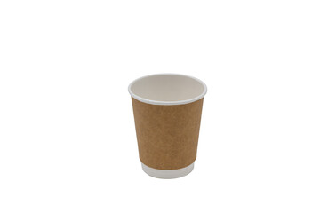 Paper cup brown on white background