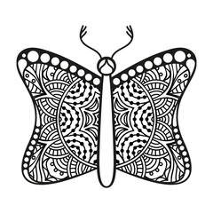 vector butterfly black and white element line art print design