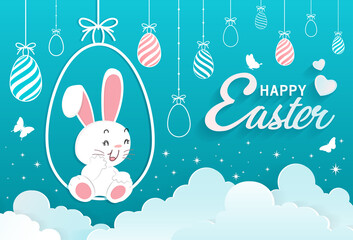 Happy Easter greeting cards. Template .design postcard, card, invitation, .poster, banner template lettering. .Vector illustration