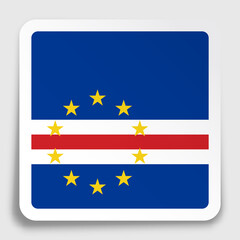 Cape Verde flag icon on paper square sticker with shadow. Button for mobile application or web. Vector