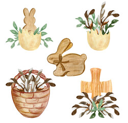 Set of watercolor easter compositions