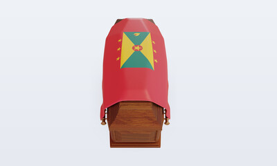 3d coffin Grenada flag rendering front view