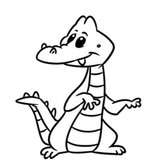 Crocodile small illustration cartoon contour line