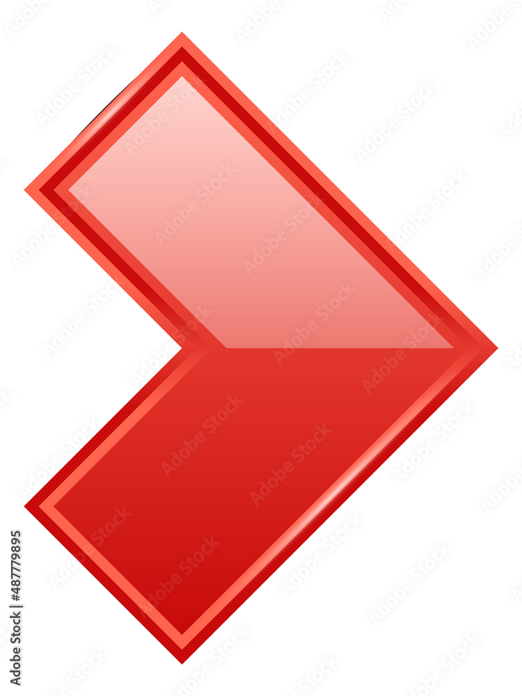 Poster red arrow sign. glossy right direction pointer