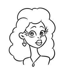 Beautiful girl portrait illustration cartoon contour line