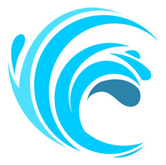 Water splash icon. Blue water stream curl