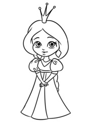 Girl princess illustration cartoon contour line