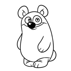 Cheerful bear illustration cartoon contour line