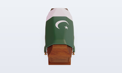 3d coffin Pakistan flag rendering front view