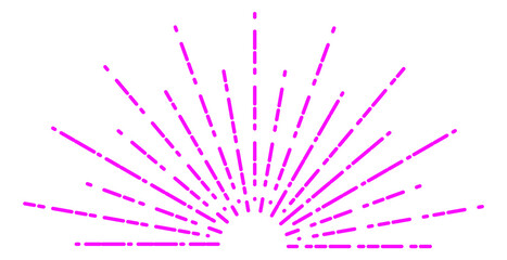 Sunrise in retro style. Radial sun rays in semi circle