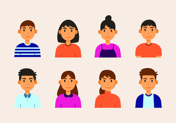 Flat Hand Drawn Portrait Illustration Collection