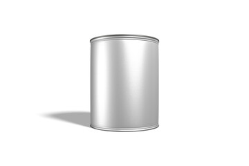 Blank packaging tin can mockup template isolated on white background. 3d rendering.