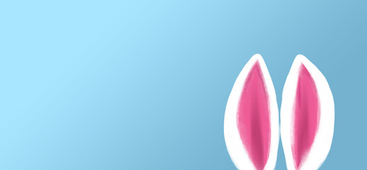 Easter bunny ears banner. Left copy space. 