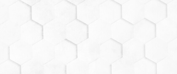 Honeycomb patterned wood panels in hexagonal shape background,  Tiles. A white grunge wall with hexagon tiles for texture and Abstract white hexagon concept background. 