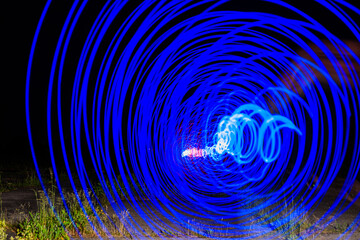 abstract light trails in the night
