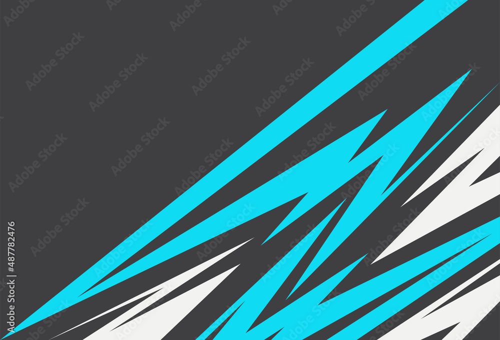 Poster abstract background with blue and white sharp and zigzag line pattern and with some copy space area