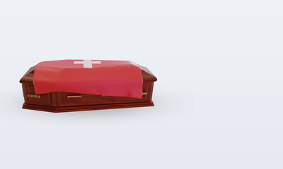 3d coffin Switzerland flag rendering left view