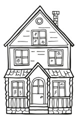 Cute house in hand drawn style. Cozy doodle home