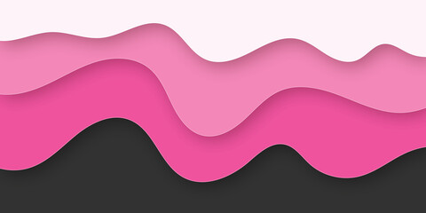 pink papercut background concept design. Pink black and white paper cut background with waves. abstract pink wavy papercut dimension layers with shadow and light background. Abstract paper cut slime.