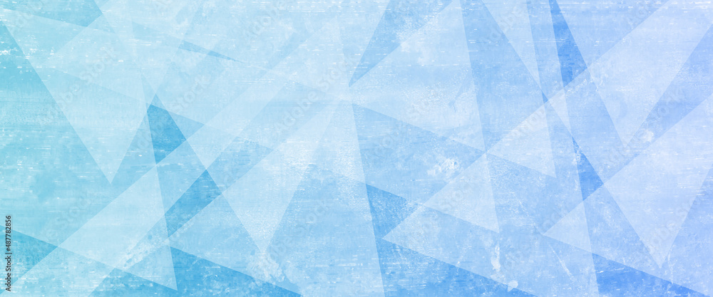 Poster abstract blue background with diamond and triangle shapes layered in modern abstract pattern design,