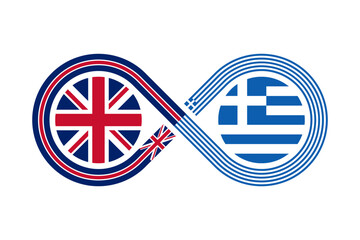 unity concept. english and greek language translation icon. vector illustration isolated on white background - obrazy, fototapety, plakaty