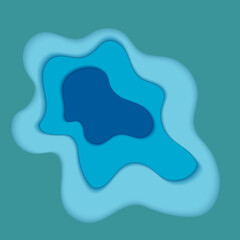 Modern abstract 3D background in the style of paper cutouts. Marine illustration. Colorful modern template design, Vector