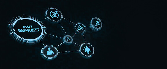 Internet, business, Technology and network concept. Asset management. Virtual button.