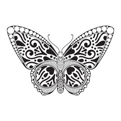 vector butterfly black and white element line art print design