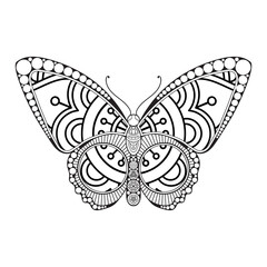 vector butterfly black and white element line art print design