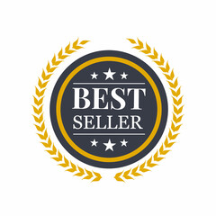 Best seller wreath gold symbol. Best seller sign label. Vector stock