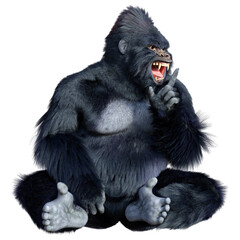 Fototapeta premium 3D Rendering Black Gorilla Ape on White