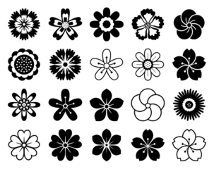 Fotobehang Set of floral flower elements symbol icons © graphixmania