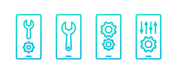 Mobile phone. Phone settings repair interface. Repair shop. Service-center.