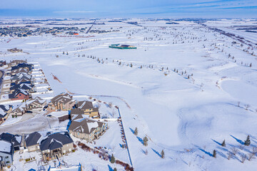 Aerial view of Warman, Saskatchewan on the Canadian Prairies