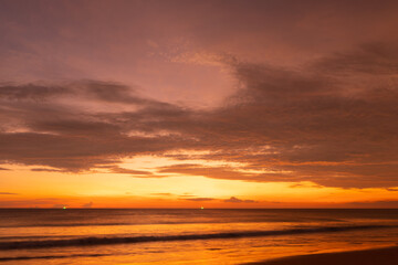 Sunset on beach sea beautiful in nature