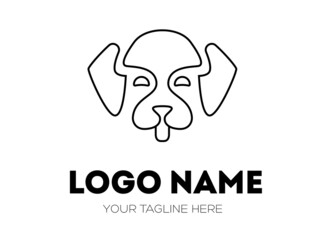 Vector Dog Head Logo. Happy puppy icon. Isolated on the white background