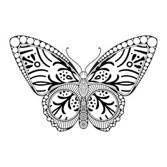 vector butterfly black and white element line art print design