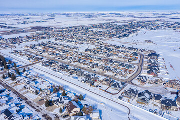Aerial view of Warman, Saskatchewan on the Canadian Prairies