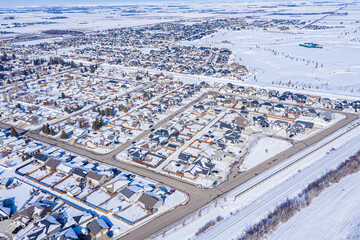 Aerial view of Warman, Saskatchewan on the Canadian Prairies
