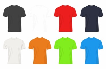 Mockup Tshirt Realistic Colorful Design Vector
