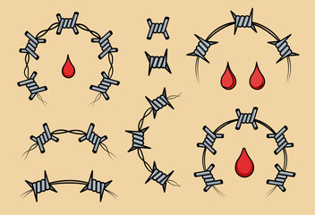 Set of traditional tattoo barbed 
