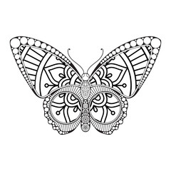 vector butterfly black and white element line art print design