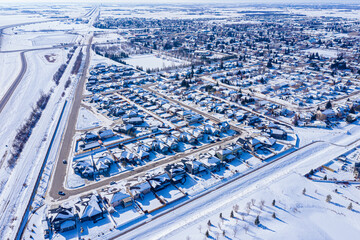 Aerial view of Warman, Saskatchewan on the Canadian Prairies