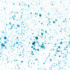 Watercolor background with blue splashes. Hand drawn illustration for decor and design. Template for booklets, postcards, packaging, paper, web design. Abstract style.