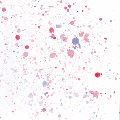 watercolor background with splashes of pink and blue. Hand drawn illustration for decor and design. Template for booklets, postcards, packaging, paper, web design. Abstract, grunge style.