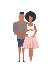 Man and pregnant woman in full growth. isolated. Happy pregnancy concept. Vector illustration.
