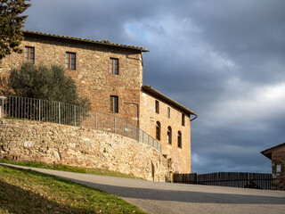Fototapeta na wymiar The chapel of Montesiepi in Tuscany with its round tower.