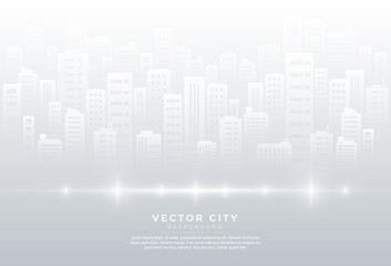 White and grey gradation city landscape pattern background. Buildings silhouette. Template for style modern design. Vector illustration, Used transparency layers of background